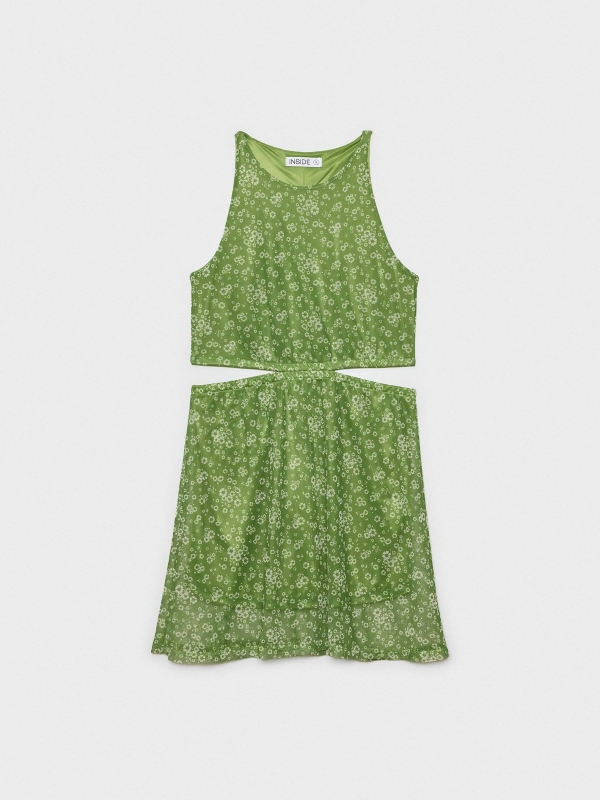  Vestido mini flores cut out verde