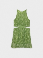 %Pto% Mini flower cut out dress green