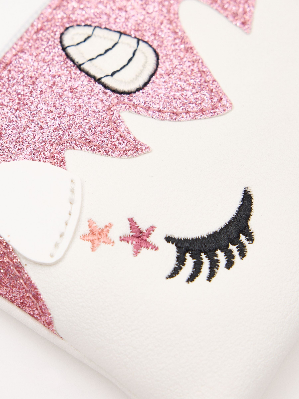 Transparent unicorn wallet white detail view