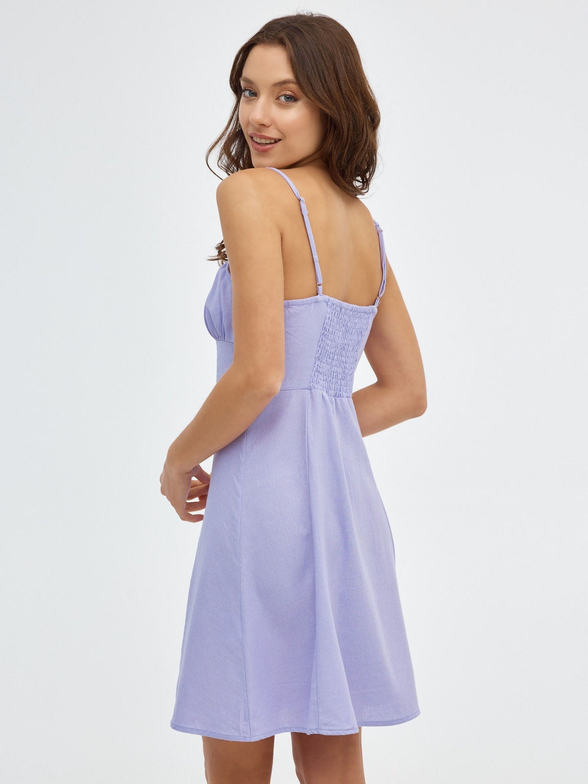 Rustic mini dress mauve middle back view