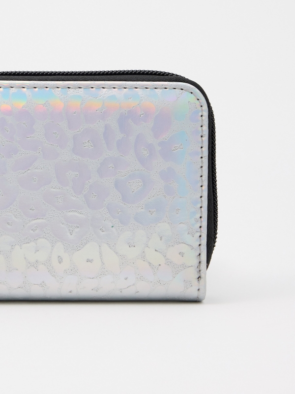 Silver leatherette wallet multicolor back view