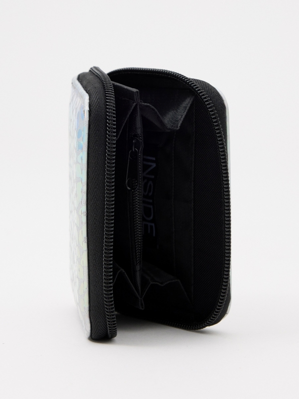Silver leatherette wallet multicolor 45º side view