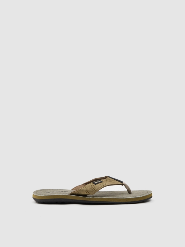 Sandália bolinhas verde pó