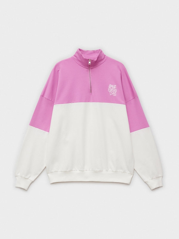  Sudadera contrastes cremallera morado