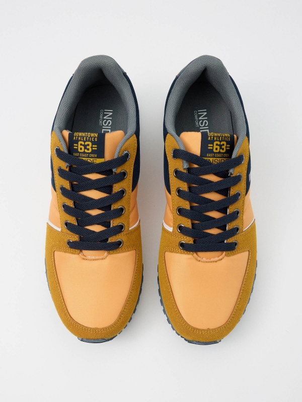 Combined casual sneaker mustard zenithal view
