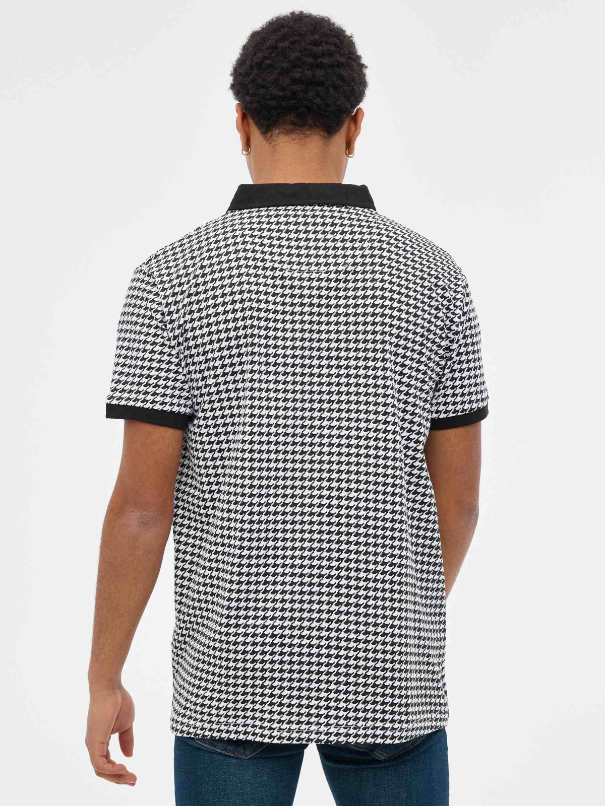 Polo Pata de Gallo negro vista media trasera