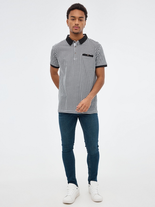 Polo Pata de Gallo negro vista general frontal