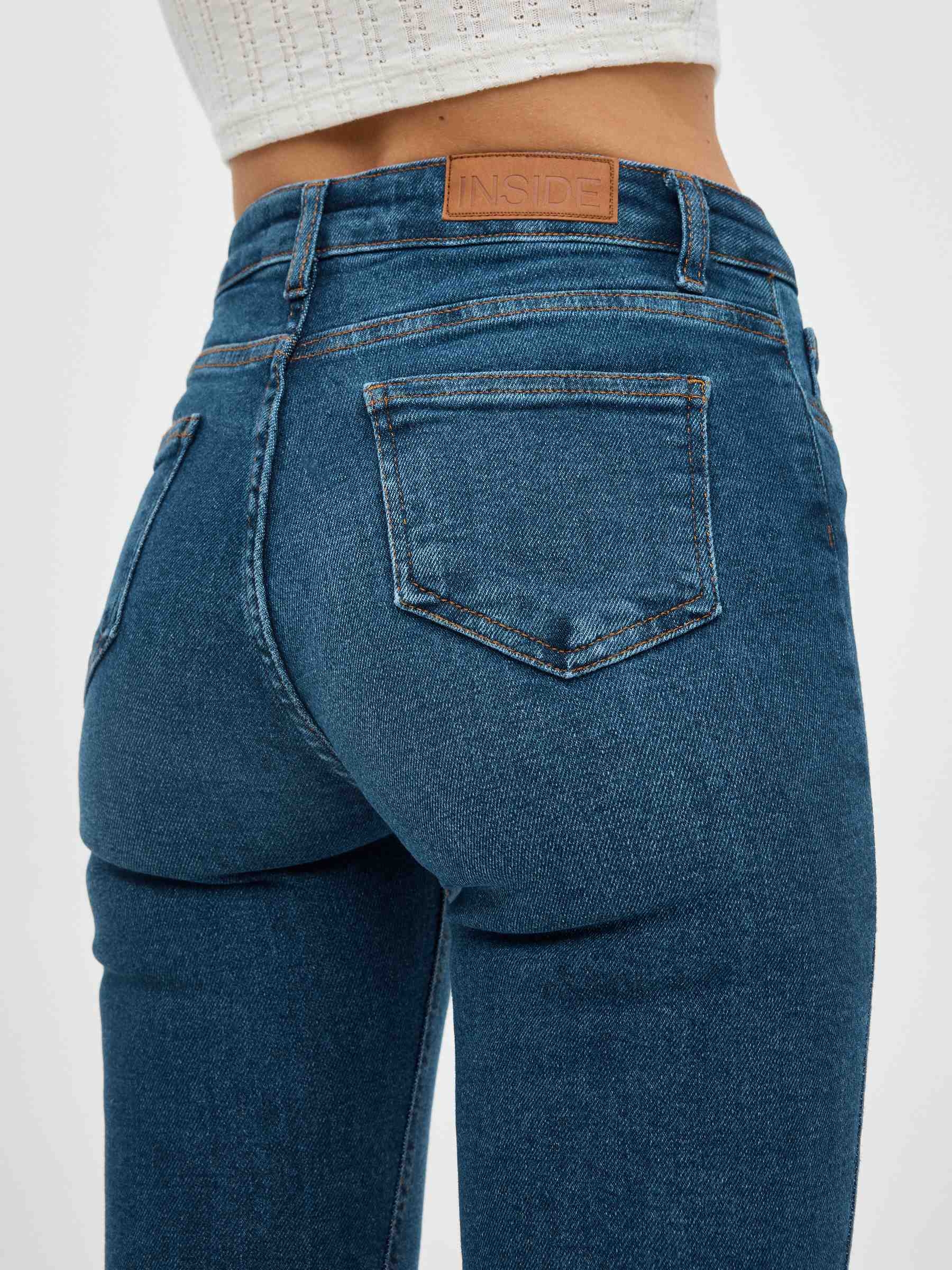 Mid rise skinny jeans blue front view