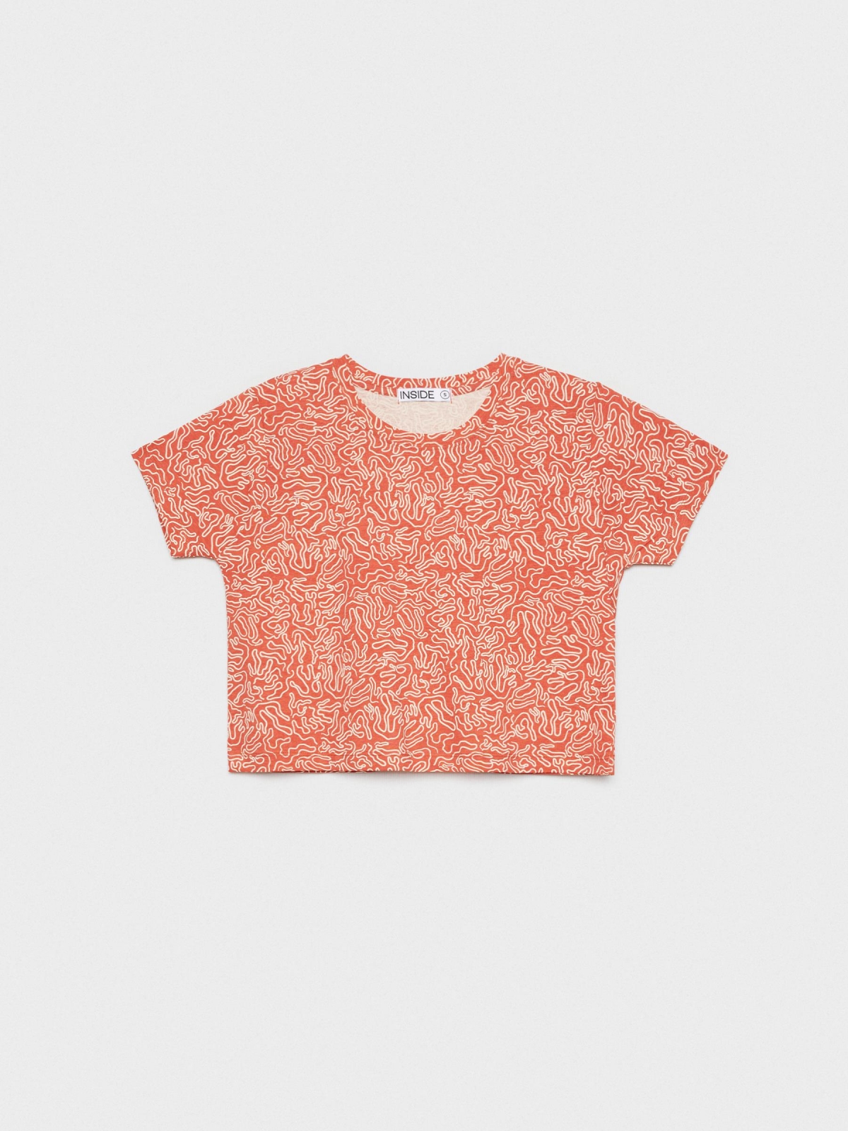 %Pto% Crop all over print T-shirt brick red
