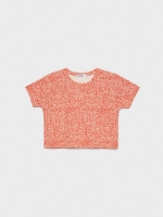 %Pto% Crop all over print T-shirt brick red