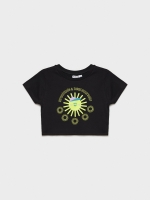 %Pto% Camiseta crop morada negro