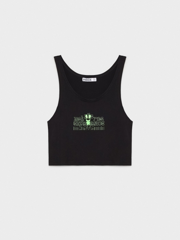  Camiseta tirantes estampado negro