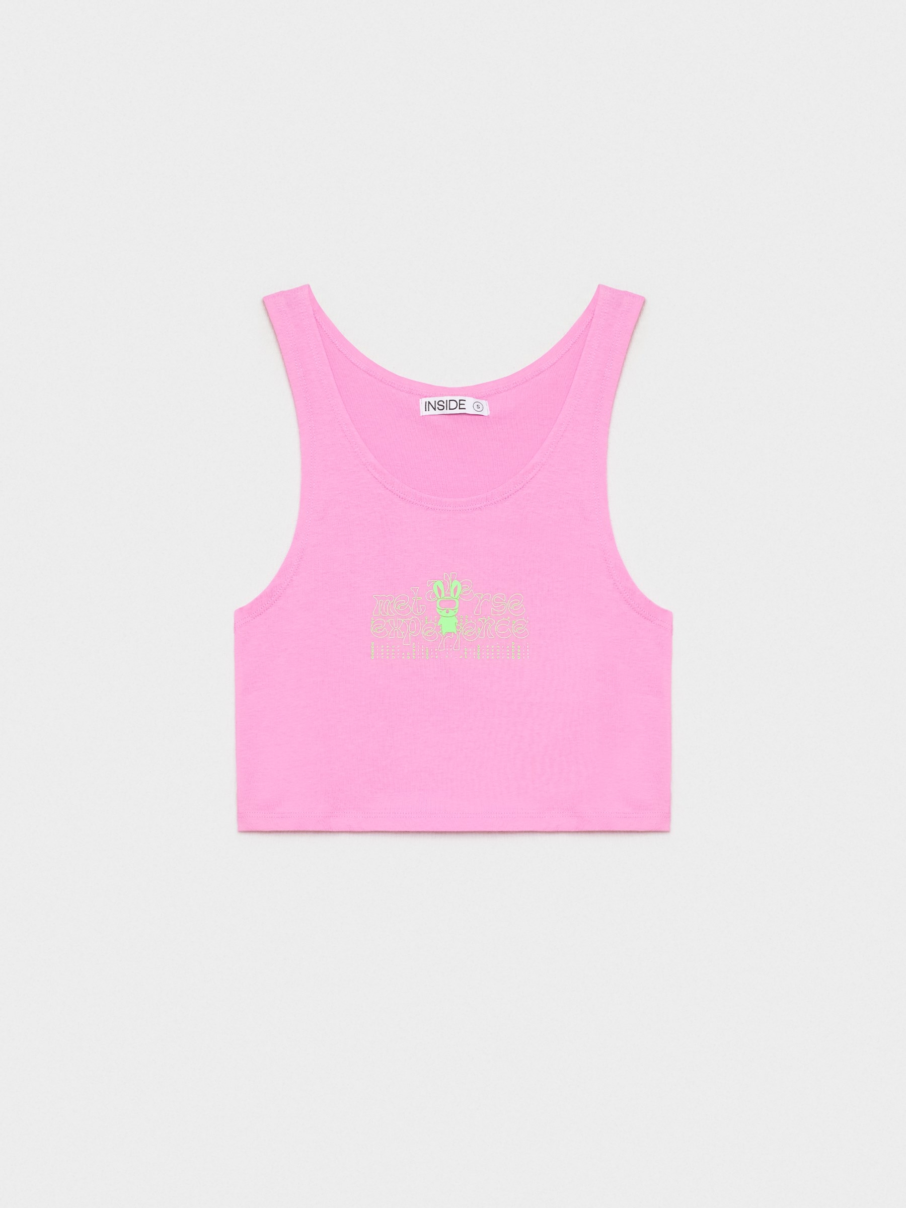 Camiseta tirantes estampado magenta vista media frontal