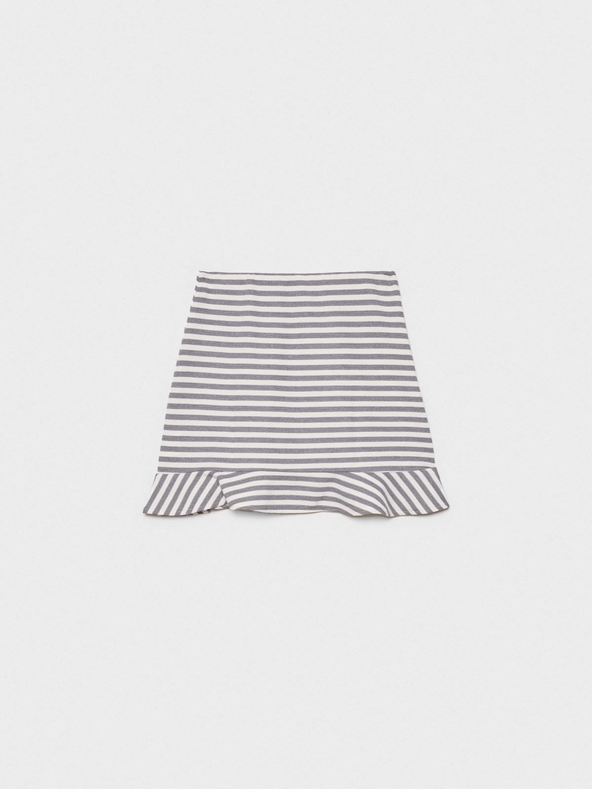 %Pto% Striped mini skirt with ruffle white