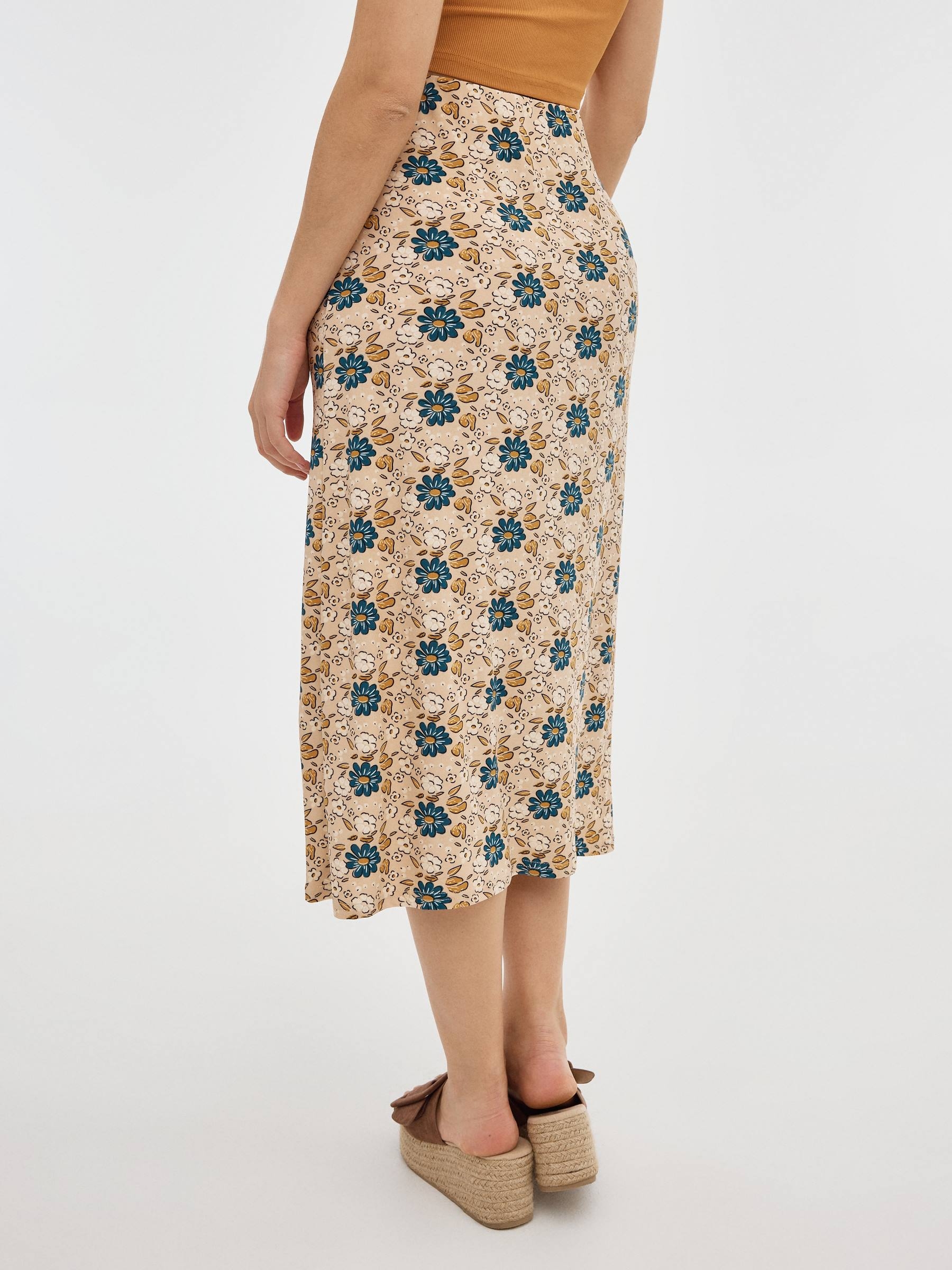 Fitted Midi Print Skirt multicolor middle front view