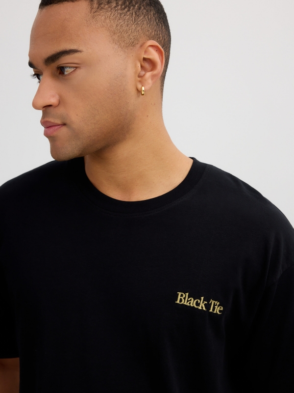 Casual Black Tie T-shirt black detail view