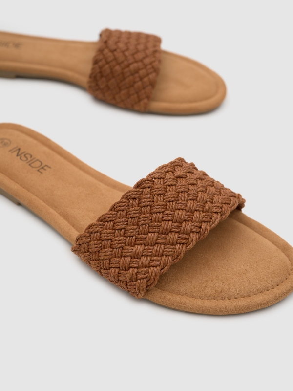 Brown braided sandal light brown detail view