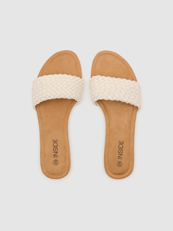 Sandália trançada branco gelo off white vista superior