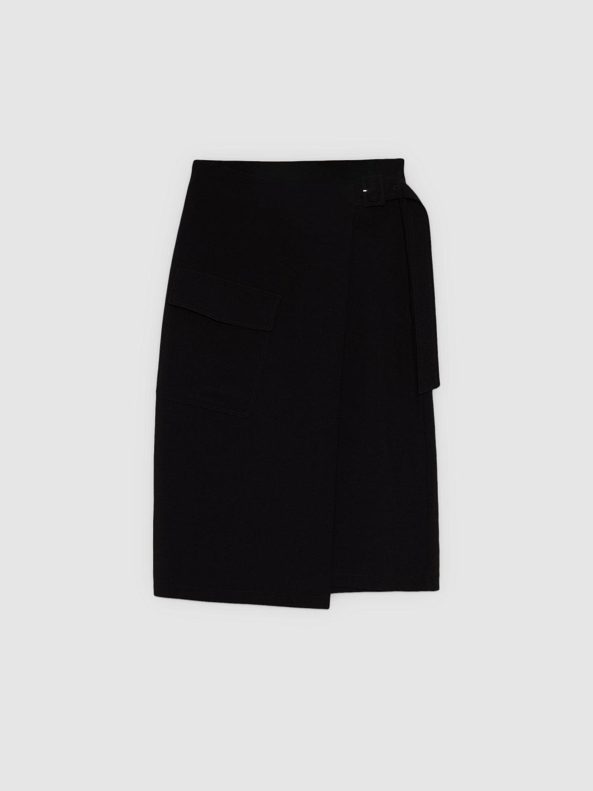 %Pto% Falda midi cruzada negro vista frontal