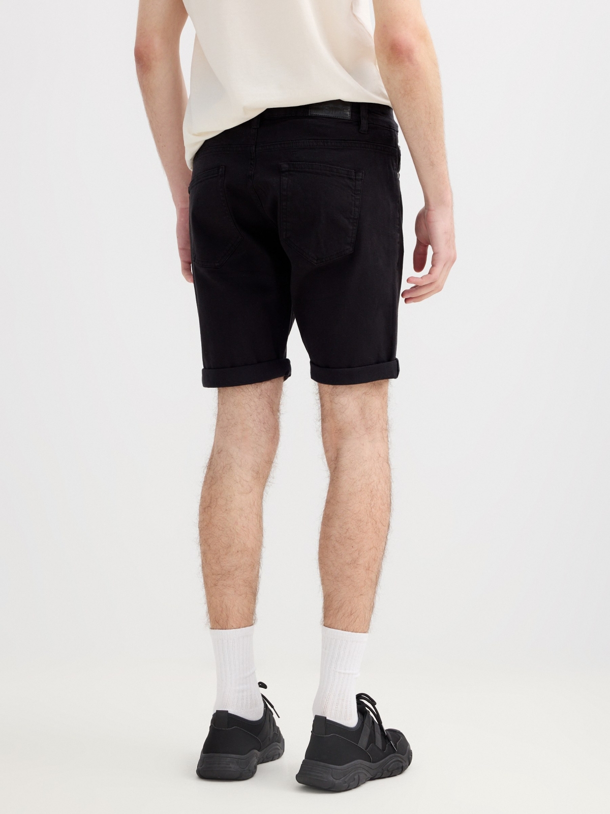 Bermuda denim slim fit negro vista general frontal