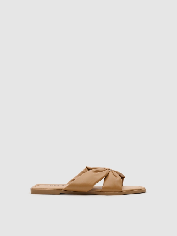 Padded slide sandal light brown