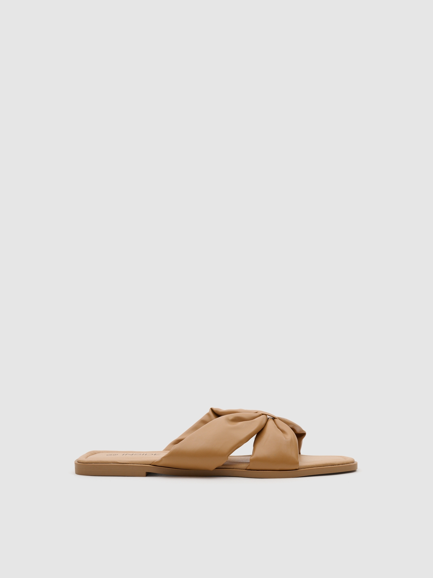 Padded slide sandal light brown