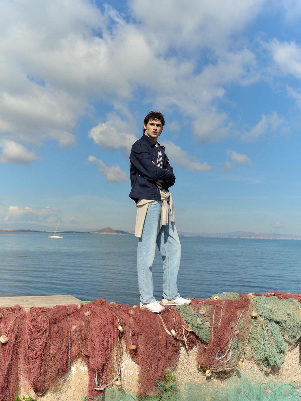 %New% Washed blue loose jeans blue