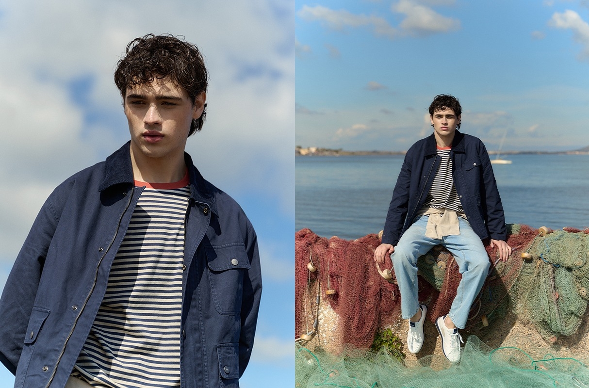 Blue jacket with zipper navy middle front view