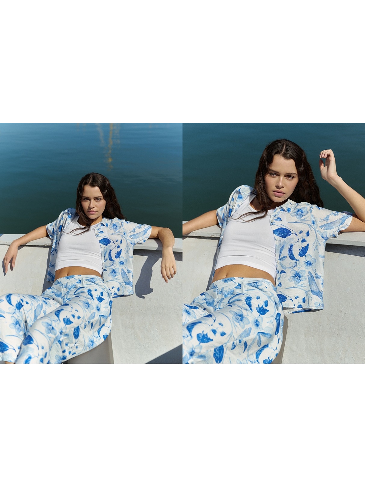 %NewExtra% Camisa flores manga corta blanco