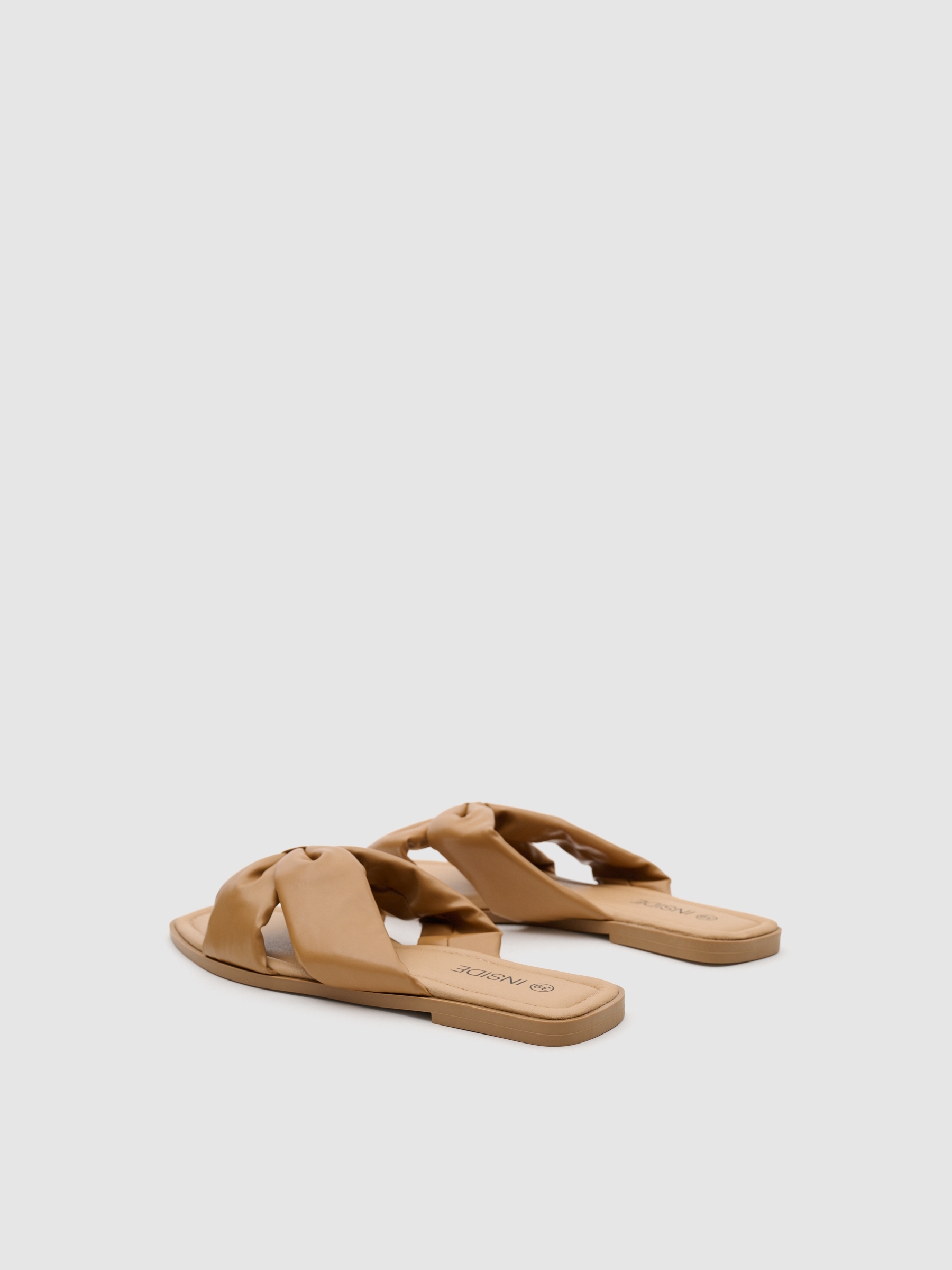 Padded slide sandal light brown