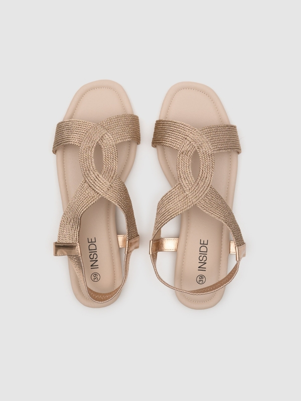 Sandalia trenza brillo beige vista cenital