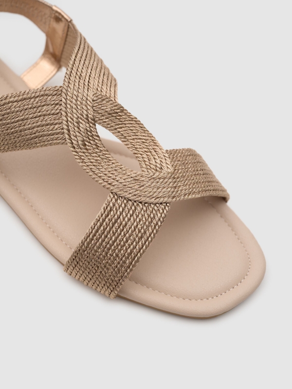 Shiny braided sandal beige detail view