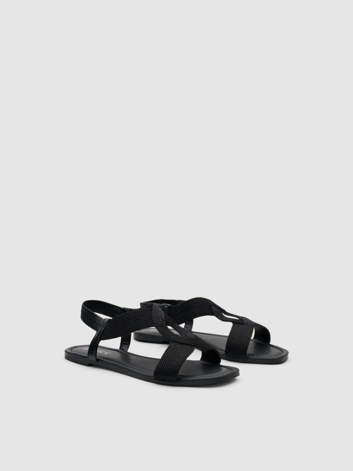 Braided sandal black 45º front view