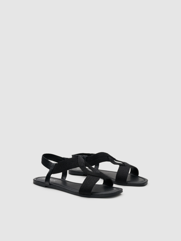Braided sandal black 45º front view