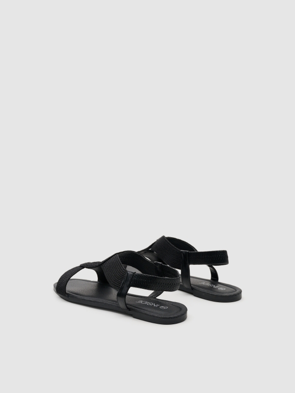 Braided sandal black 45º back view