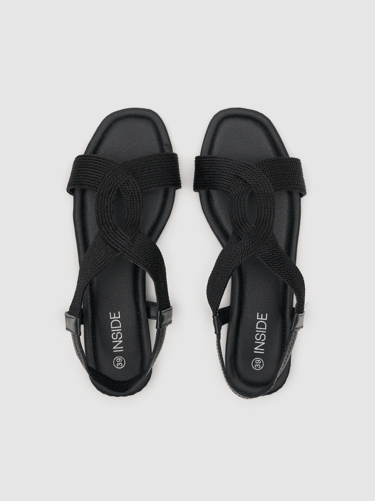 Braided sandal black zenithal view