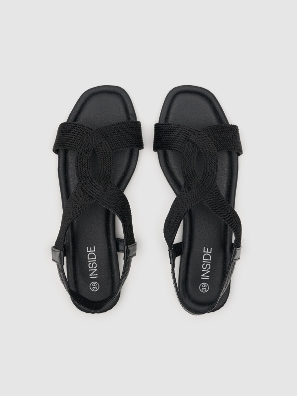 Braided sandal black zenithal view