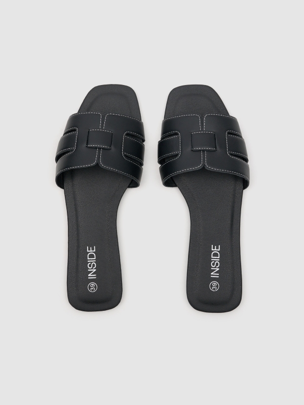 Stitched upper sandal black zenithal view