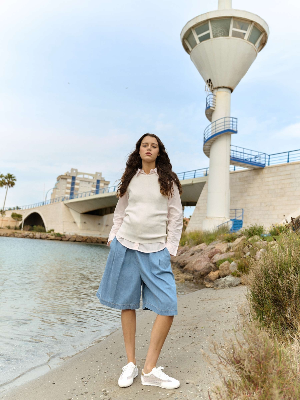 %New% Tênis de lona bordada branco