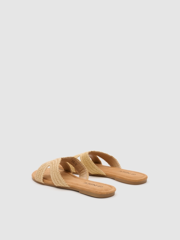Jute slide sandal light brown 45º back view