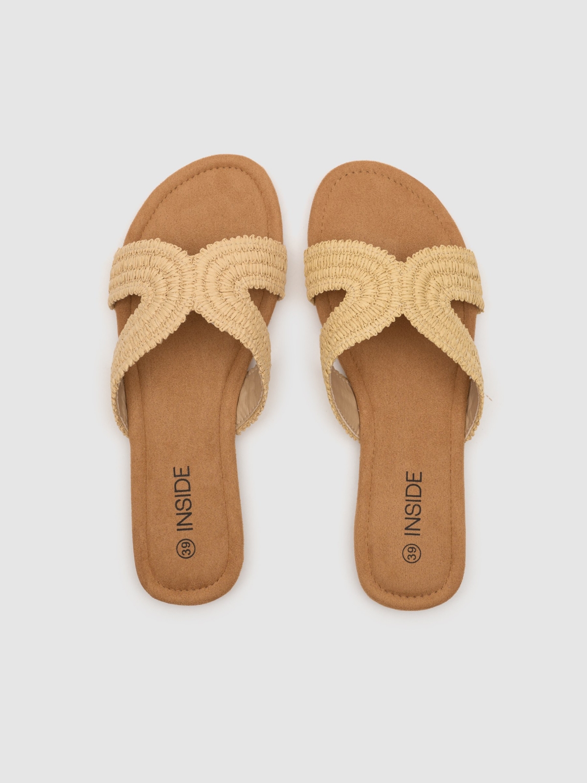 Jute slide sandal light brown zenithal view