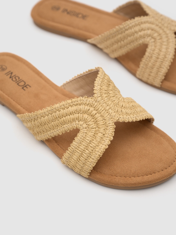Jute slide sandal light brown detail view