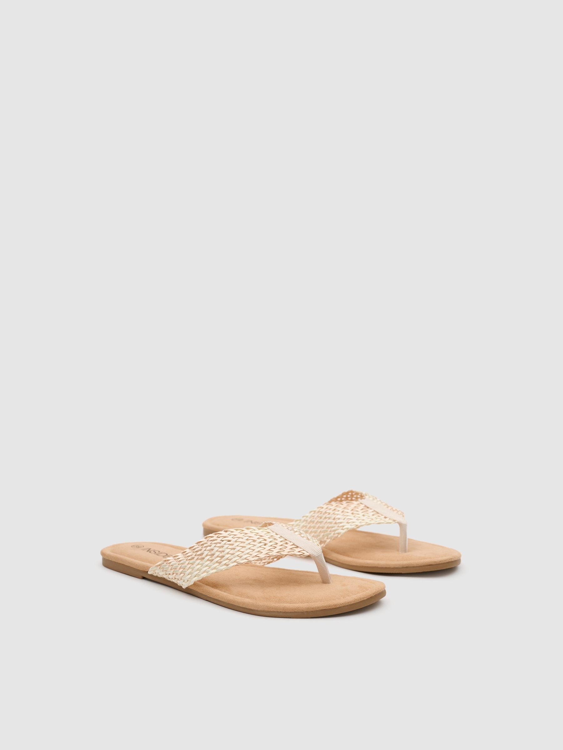Sandalia rejilla de lona beige