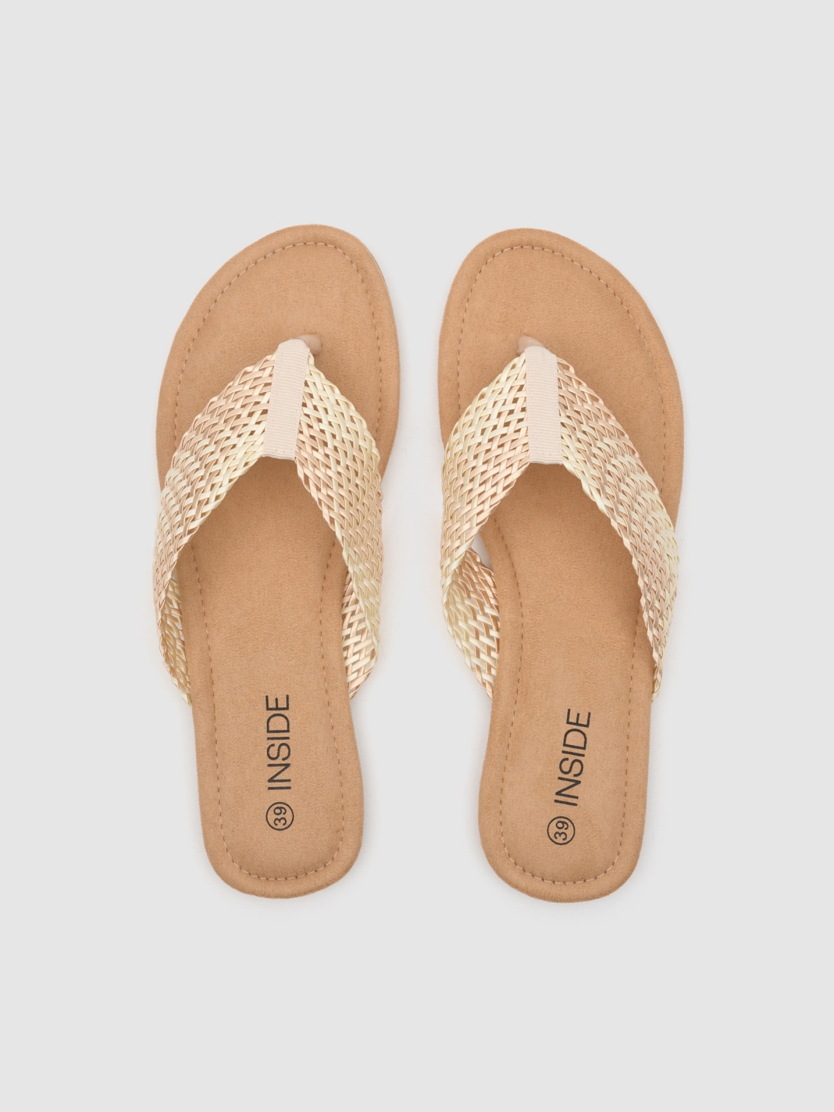 Canvas mesh sandal beige zenithal view