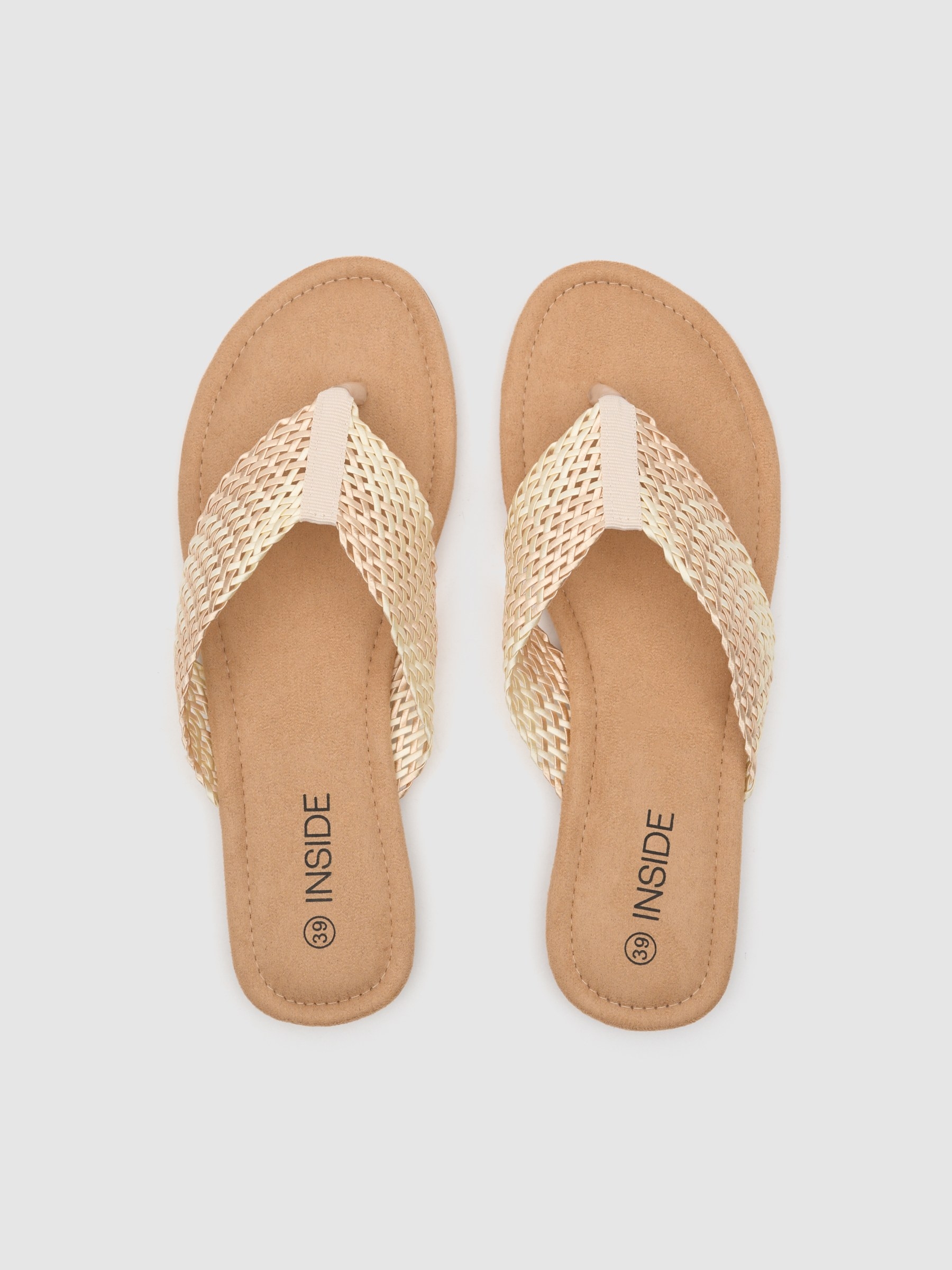 Canvas mesh sandal beige