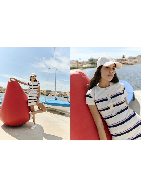  Mini striped knit dress off white
