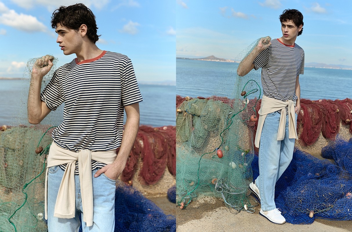 Basic knit jersey round neck raw middle front view