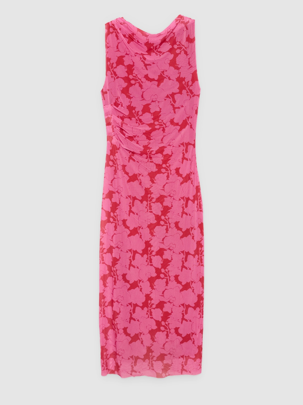 %Pto% Vestido midi floral allover fúcsia vista frontal