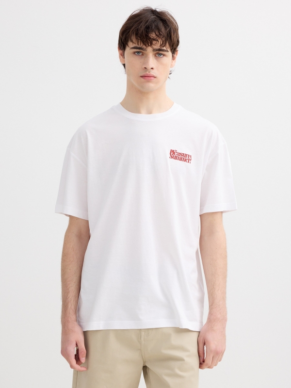 Camiseta pleasure summer blanco vista media frontal