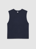 %Pto% Cotton tank top navy front view